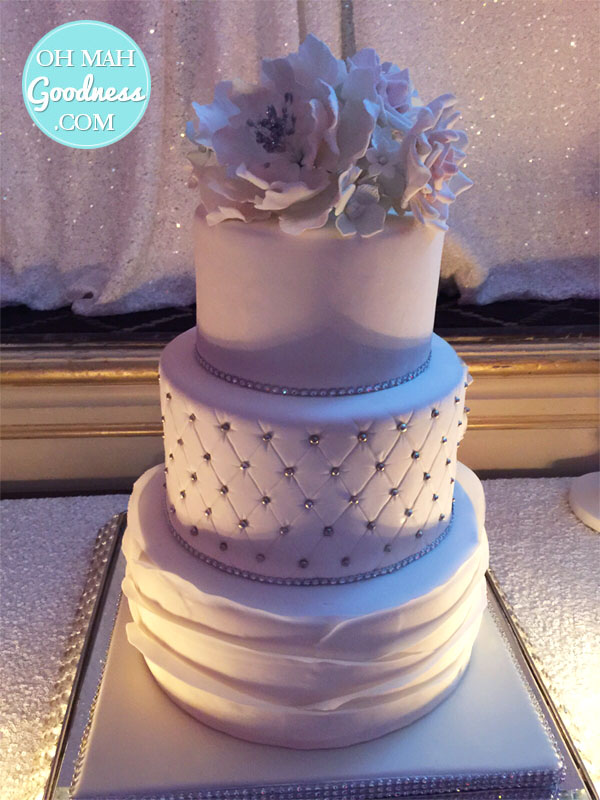 Silver rhinestone wedding cake: Toronto custom cake, Toronto wedding cake