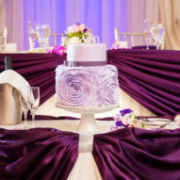 Purple ruffly wedding cake: Toronto custom cake, Toronto wedding cake
