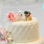 Puppy love wedding cake: Toronto custom cake, Toronto wedding cake