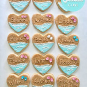Beach themed engagement cookies: Toronto custom cookies, Toronto custom cakes