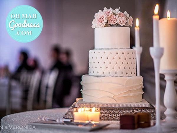 Silver rhinestone wedding cake: Toronto custom cake, Toronto wedding cake