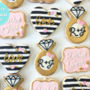 Striped heart engagement cookies: Toronto custom cookies, Toronto custom cakes