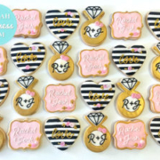 Striped heart engagement cookies: Toronto custom cookies, Toronto custom cakes